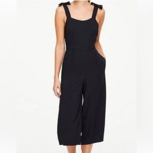 LOFT Black Cropped Bow Detail Jumpsuit